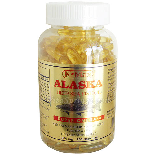 Alaska Deep Sea Fish Oil 1000 mg Super Omega-3, 200 Softgels, K-Max