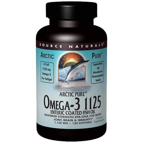 ArcticPure Omega-3 1125 Fish Oil Enteric Coated, 120 Softgels, Source Naturals