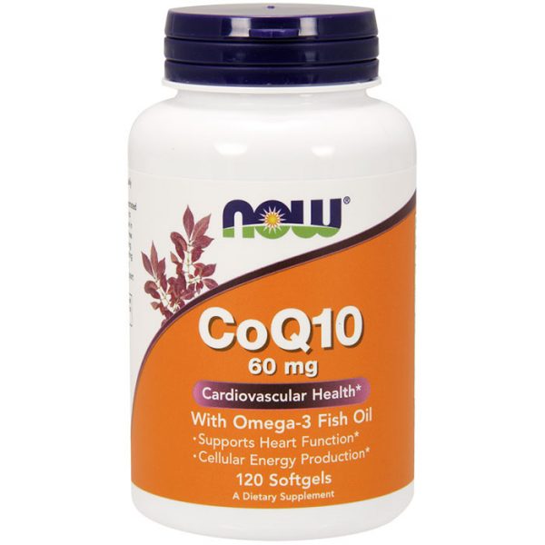 CoQ10 60 mg with Omega-3 Fish Oil, 120 Softgels, NOW Foods