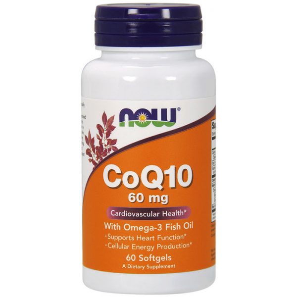 CoQ10 60 mg with Omega 3 Fish Oil, 60 Softgels, NOW Foods