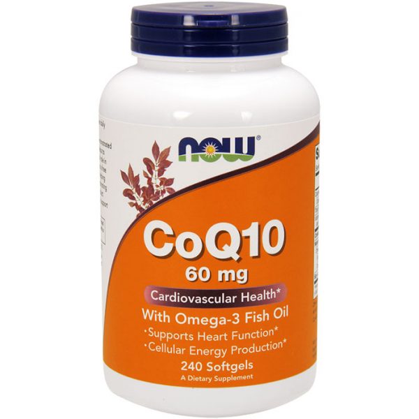 CoQ10 60 mg with Omega-3 Fish Oil, Value Size, 240 Softgels, NOW Foods