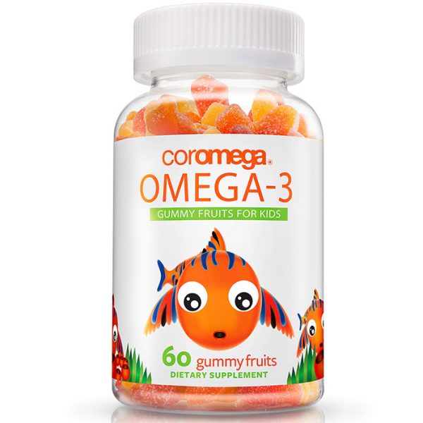 Coromega Kids Omega-3 Gummy Fruits, Chewable Fish Oil, 60 Gummies