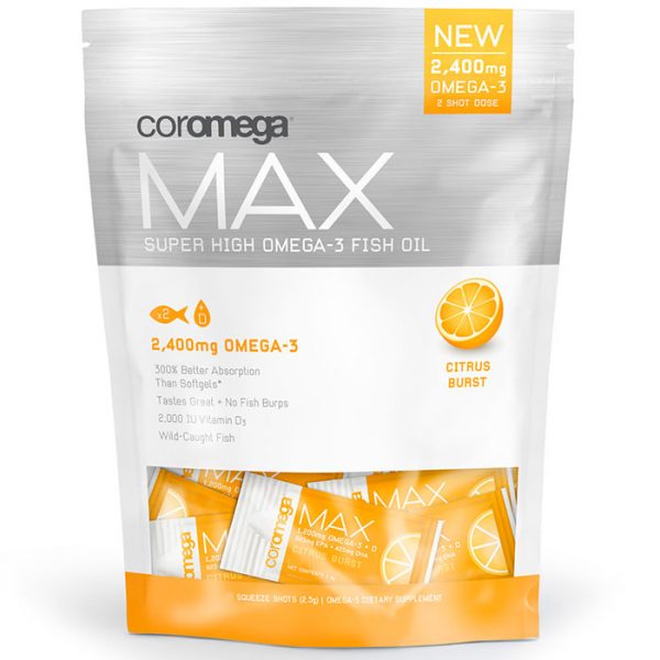 Coromega Max Super High Omega-3 Fish Oil Squeeze Shots - Citrus Burst, 30 Packets