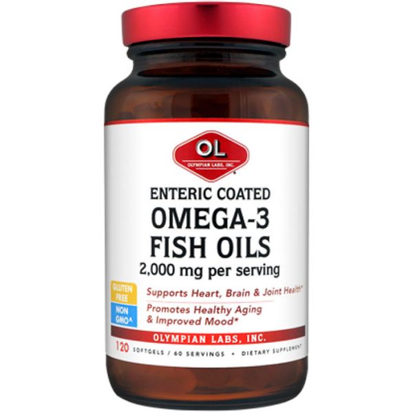 Enteric Coated Omega 3 Fish Oils 1000mg, 120 Softgels, Olympian Labs