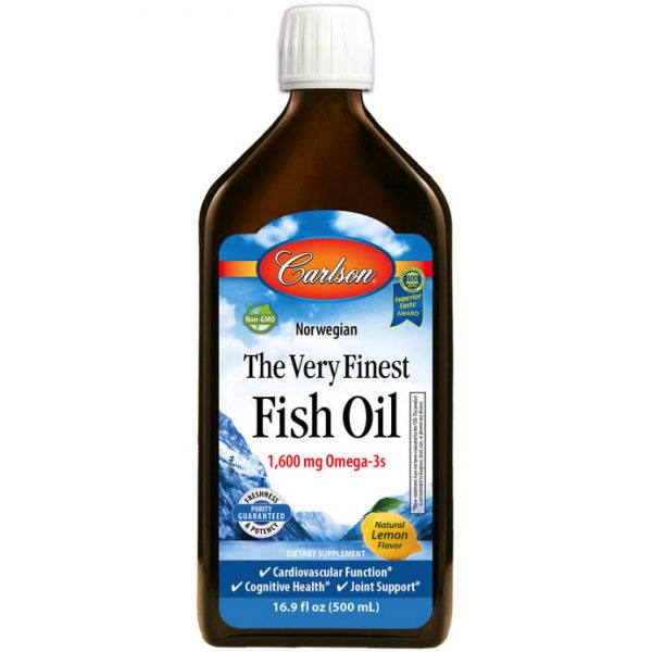 Fish Oil Liquid Omega 3 DHA & EPA, Lemon Flavor, 500ml, Carlson Labs