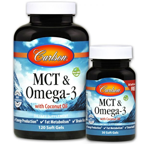MCT & Omega-3, Fish Oil with Coconut Oil, 120+30 Soft Gels, Carlson Labs