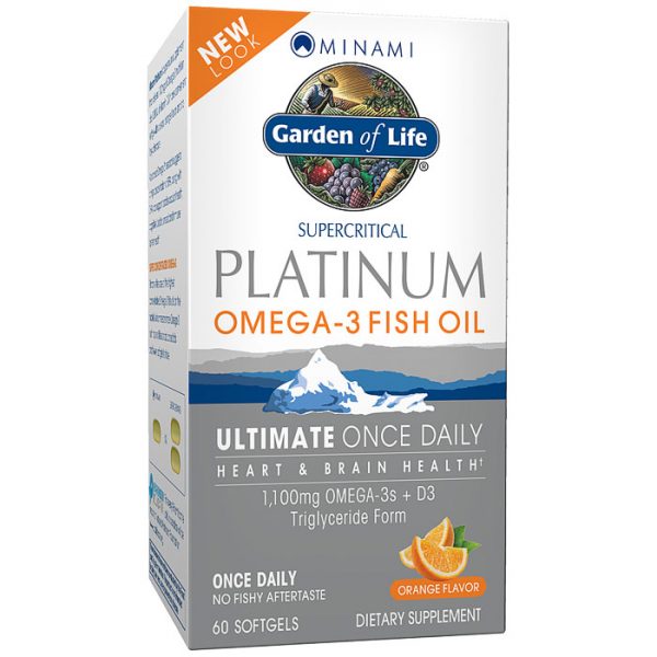 Minami Platinum, Omega-3 Fish Oil, Orange Flavor, Value Size, 60 Softgels, Garden of Life
