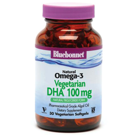 Natural Omega-3 Vegetarian DHA 100 mg, 30 Softgels, Bluebonnet Nutrition