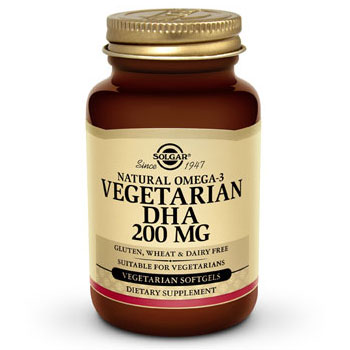 Natural Omega-3 Vegetarian DHA 200 mg, 50 Vegetarian Softgels, Solgar