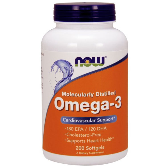 Omega-3 1000mg Fish Oil Concentrate 200 Softgels, NOW Foods