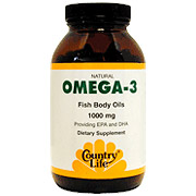 Omega 3 Fish Body Oils 1000 mg 100 Softgel, Country Life