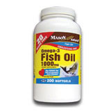 Omega 3 Fish Oil 1000 mg, 200 Softgels, Mason Natural