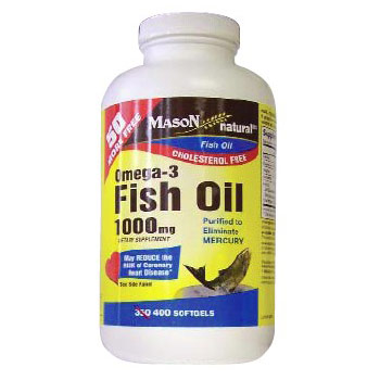 Omega 3 Fish Oil 1000 mg, 400 Softgels, Mason Natural