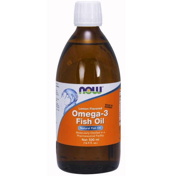 Omega -3 Fish Oil Liquid Lemon Flavored, 16.9 oz, NOW Foods