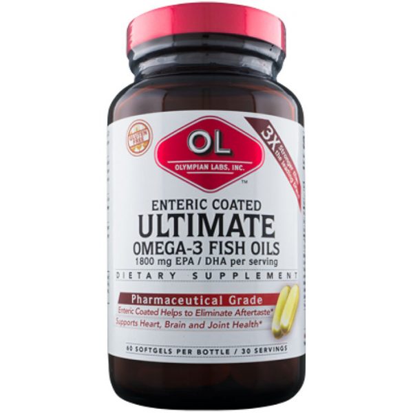 Omega 3 Fish Oils, Ultimate Omega, 60 Enteric Coated Softgels, Olympian Labs