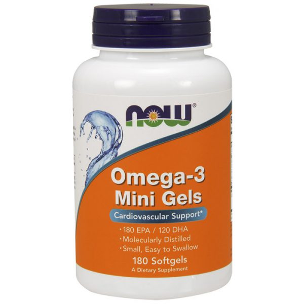 Omega-3 Mini Gels 180 EPA/120 DHA, 180 Softgels, NOW Foods