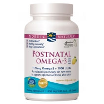 Postnatal Omega-3, Purified Deep Sea Fish Oil - Lemon Flavor, 60 Softgels, Nordic Naturals