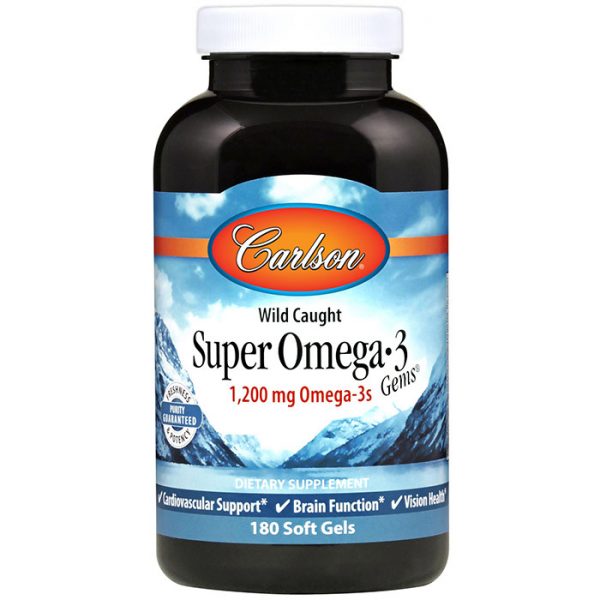 Super Omega-3 Gems, Fish Oil Concentrate, 180 Softgels, Carlson Labs