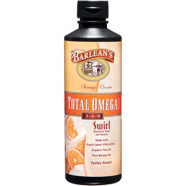 Total Omega 3-6-9 Swirl Liquid, Orange Cream (Complete & Balanced), 8 oz, Barlean's Organic Oils