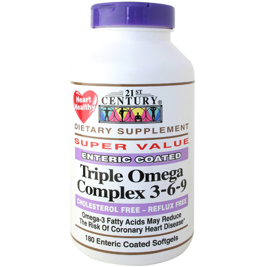 Triple Omega Complex 3-6-9 180 Softgels, 21st Century Health Care