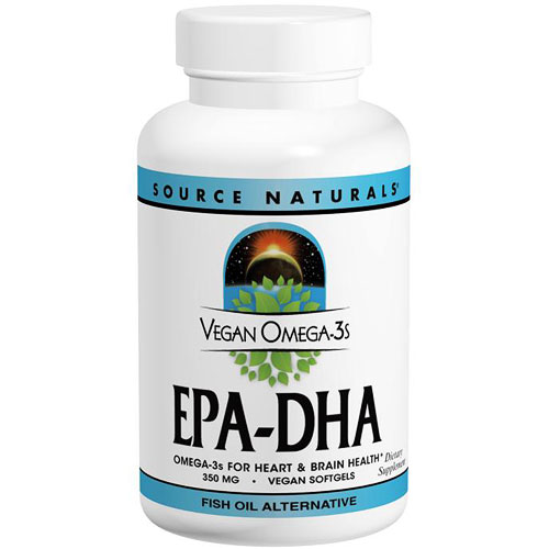 Vegan Omega-3 EPA-DHA, Fish Oil Alternative, 30 Vegetarian Softgels, Source Naturals