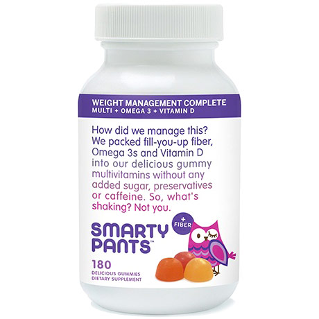 Weight Management Complete Gummies (Fiber + Multivitamin + Omega 3 + Vitamin D), 180 Gummies, SmartyPants Vitamins