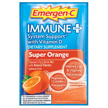 Emergen-C Immune + Super Orange, System Support with Vitamin D, 10 Packets, Alacer
