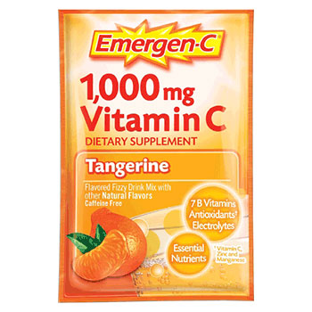 Emergen-C Tangerine Fizzy Drink Mix, Vitamin C 1000 mg, 30 Packets, Alacer
