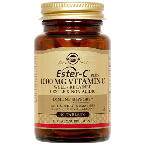 Ester-C Plus 1000 mg Vitamin C (Ester-C Ascorbate Complex), 30 Tablets, Solgar