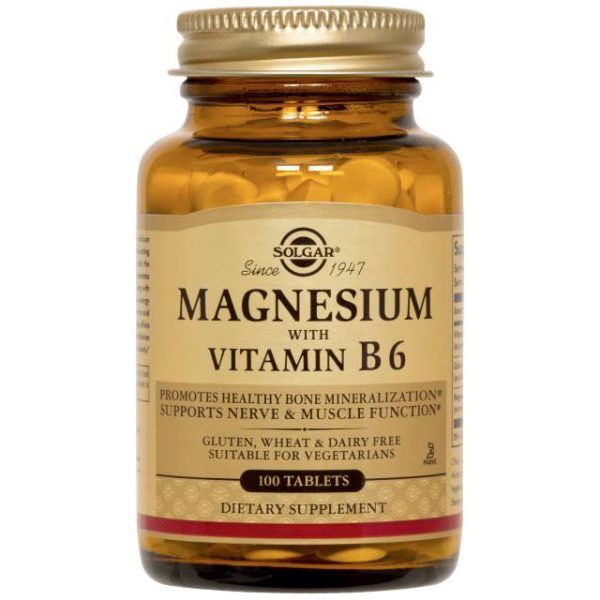 Magnesium with Vitamin B-6, 100 Tablets, Solgar