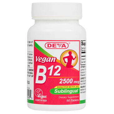 Vegan Vitamin B-12 Sublingual 2500 mcg, 90 Tablets, Deva Vegetarian Nutrition