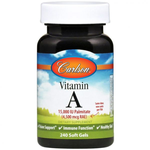 Vitamin A Palmitate 15,000 IU 240 softgels, Carlson Labs