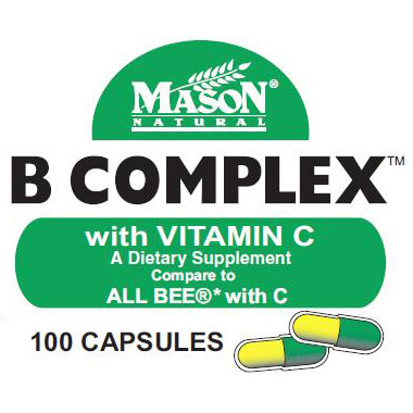 Vitamin B Complex with Vitamin C, 100 Capsules, Mason Natural