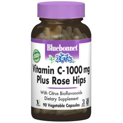 Vitamin C 1000 mg Plus Rose Hips, 180 Vegetable Capsules, Bluebonnet Nutrition