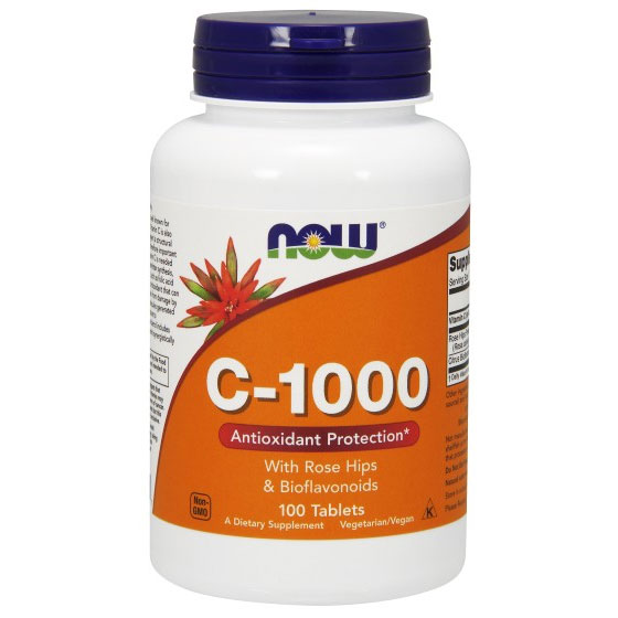 Vitamin C-1000 with Rose Hips, 100 Tablets, NOW Foods
