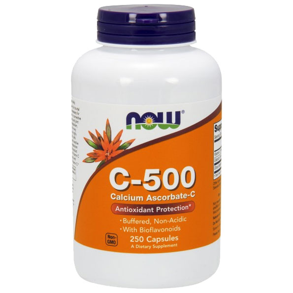 Vitamin C-500 Calcium Ascorbate, 250 Capsules, NOW Foods