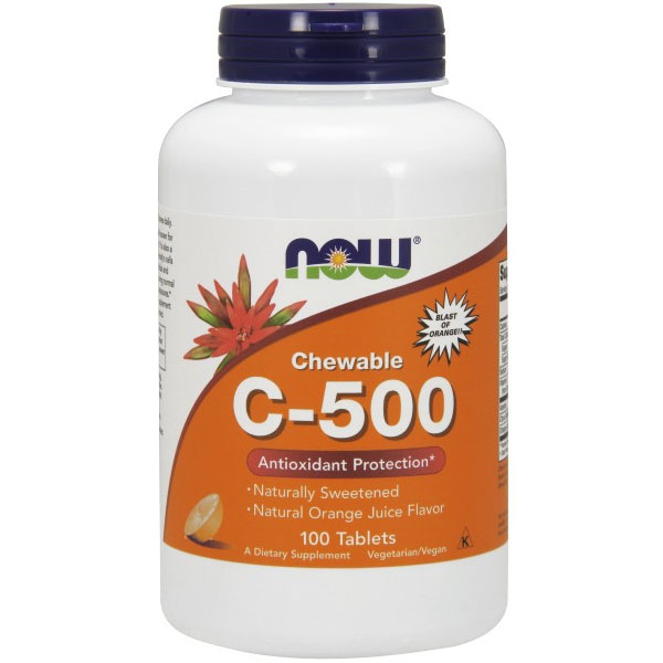 Vitamin C-500 Chewable Orange, 100 Lozenges, NOW Foods