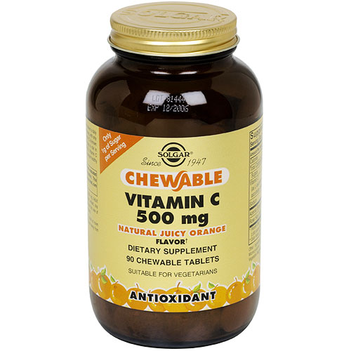 Vitamin C 500 mg Chewable - Juicy Orange Flavor, 90 Tablets, Solgar