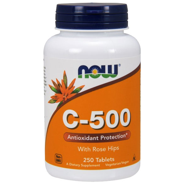 Vitamin C-500 with Rose Hips, 250 Tablets, NOW Foods