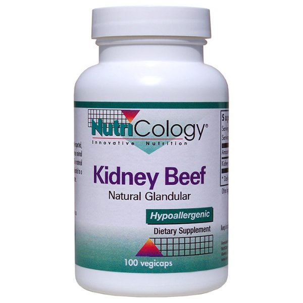 Kidney Beef Natural Glandular, 100 Capsules, NutriCology