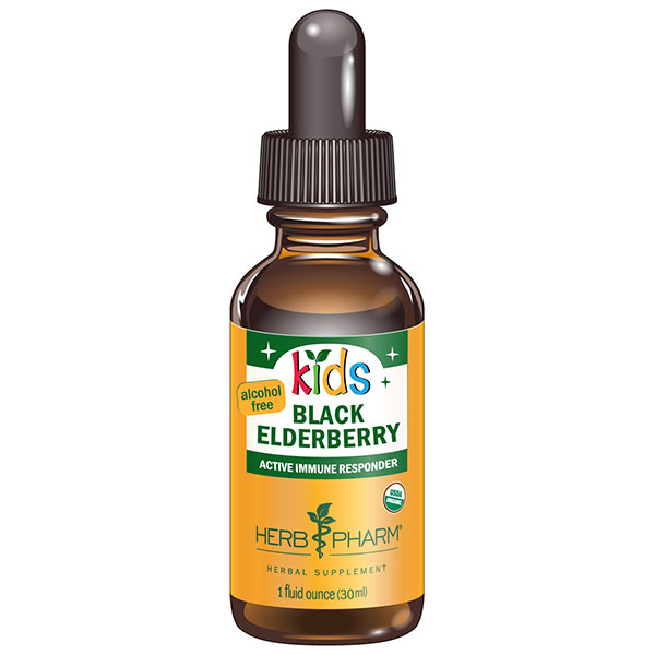 Kids Black Elderberry Glycerite, Organic Liquid Herb, 1 oz, Herb Pharm