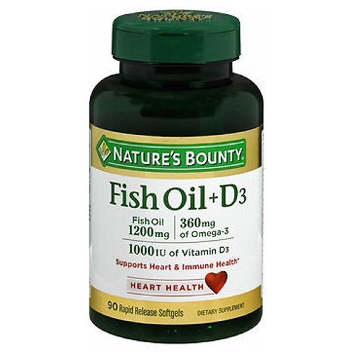 Nature's Bounty Omega 3 Plus D3 Fish Oil 24 X 90 Softgels by Nature's Bounty