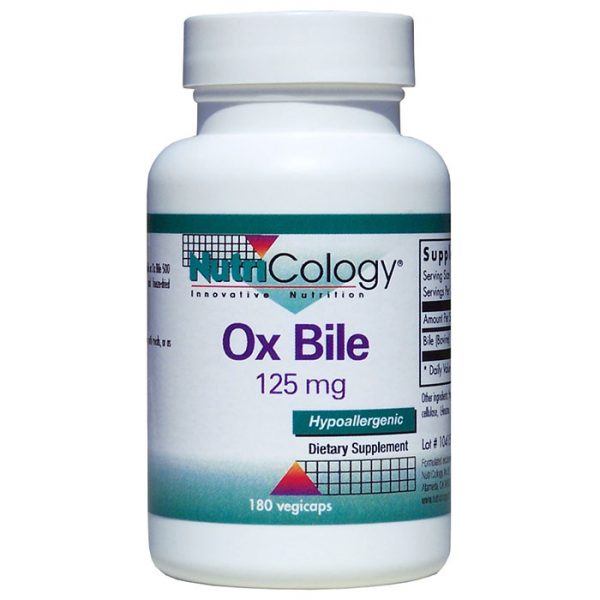 Ox Bile Supplement 125 mg, 180 Capsules, NutriCology