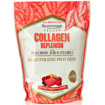 Collagen Replenish Chews with Hyaluronic Acid & Vitamin C, 60 Tender Chews, ReserveAge Organics