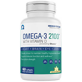 Omega-3 2100 with Vitamin D3, 60 Softgels, Ocean Blue
