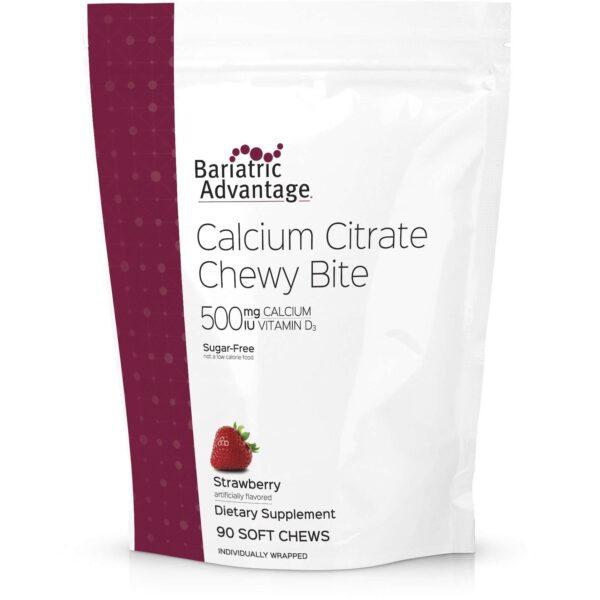 Bariatric Advantage - Calcium Citrate Chewy Bites - Strawberry - 500mg - 90 Count