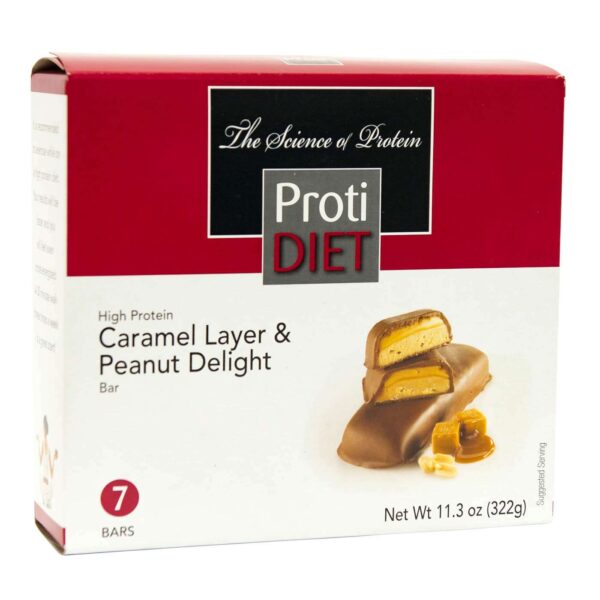 ProtiDiet Protein Bars - Caramel Layer & Peanut Delight, 7 Bars/Field