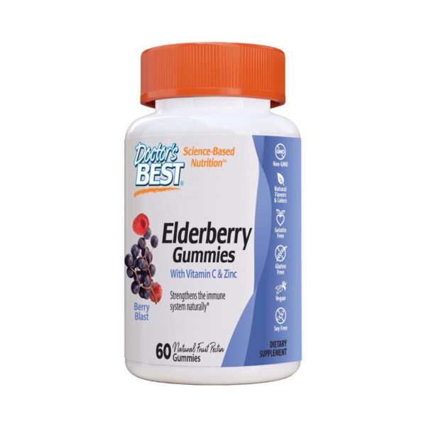 Doctor's Best Elderberry Gummies With Vitamin C & Zinc 60 Count