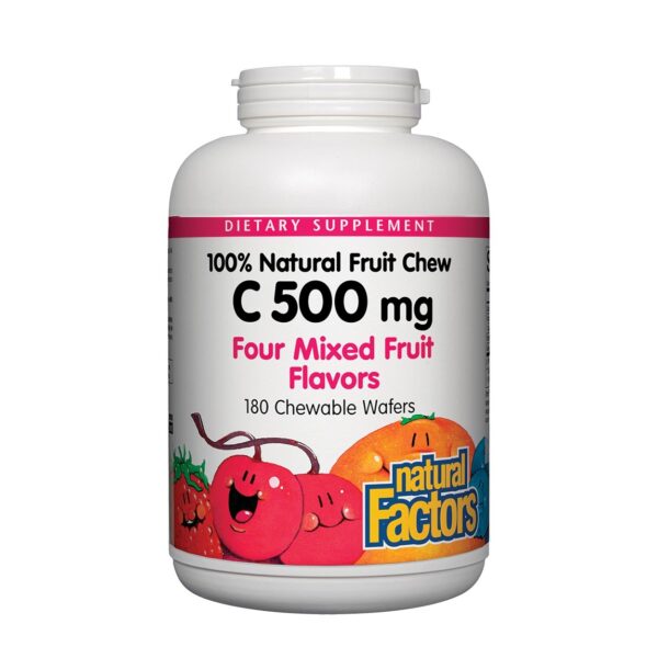 Natural Factors Vitamin C 100% Natural Fruit Chew - Mixed Fruit 180 Chewables