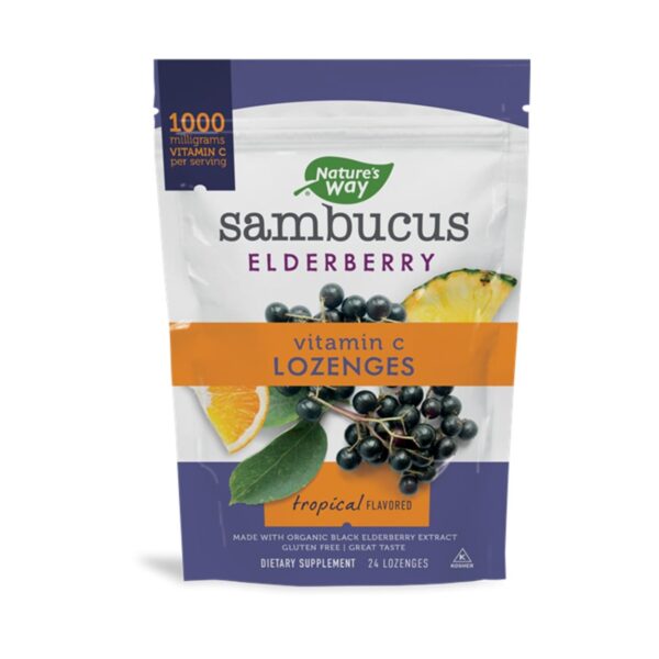 Nature's Way Sambucus Vitamin C Lozenges - Tropical 24 Count